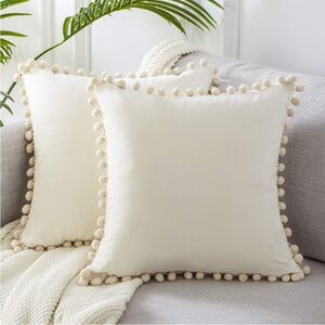 Top Finel Pack of 2 Cream White Euro Pillow Covers 16x16 - NO insert